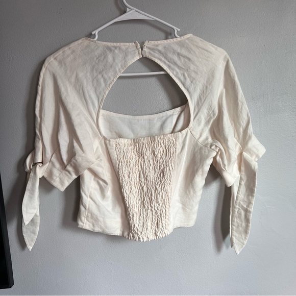 AND OTHER STORIES White Hudson Linen Blend Top 6 - Picture 6 of 9